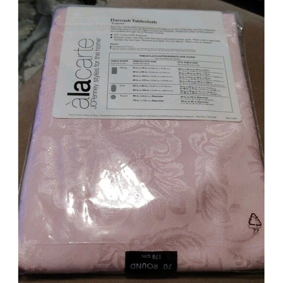 Vintage JC Penney Damask Tablecloth Caprice Round 70" 178 cm New - Picture 3 of 6